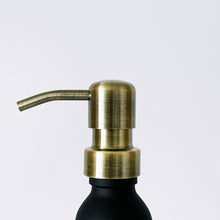 Load image into Gallery viewer, Matt Black Glass Dispenser Bottle With Light Brushed Gold Metal Pump
