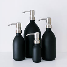 Load image into Gallery viewer, Matt Black Glass Dispenser Bottle With Silver Metal Pump
