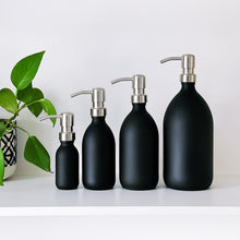 Load image into Gallery viewer, Matt Black Glass Dispenser Bottle With Silver Metal Pump
