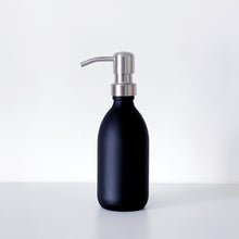 Load image into Gallery viewer, Matt Black Glass Dispenser Bottle With Silver Metal Pump
