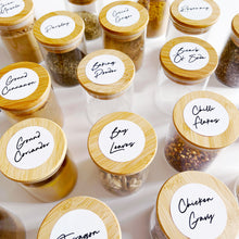 Load image into Gallery viewer, 4.5cm Round White Script Font Waterproof Personalised Labels
