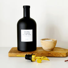 Load image into Gallery viewer, Matt Black Chunky Glass Oil / Vinegar Pourer Bottle With Personalised Label
