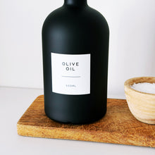 Load image into Gallery viewer, Matt Black Chunky Glass Oil / Vinegar Pourer Bottle With Personalised Label

