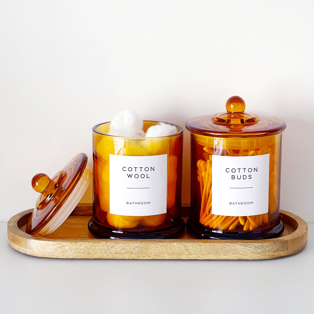 Luxury Amber Glass Bathroom Jar With Airtight Lid