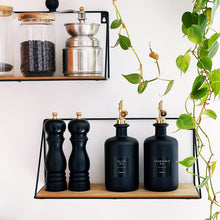 Load image into Gallery viewer, Matt Black Glass Oil / Vinegar Pourer Bottle With Black Label
