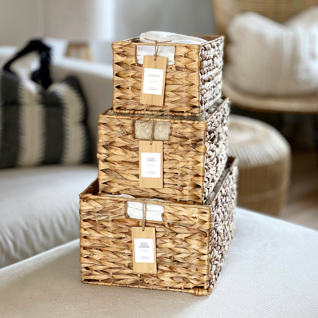 Water Hyacinth Storage Basket With optional Personalised Labels