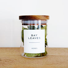 Load image into Gallery viewer, Glass Spice Jar With White Personalised Label And Airtight Acacia Wood Lid
