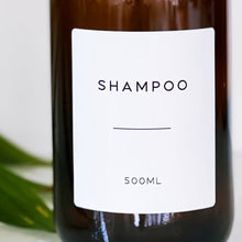 Load image into Gallery viewer, Set Of 3 Amber Bottles - Glass Or Plastic - Shampoo, Conditioner &amp; Body Wash - Brushed Gold Metal Pumps
