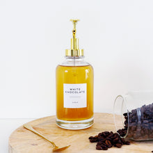 Load image into Gallery viewer, Clear Glass Syrup Bottle With Gold Pump Dispenser
