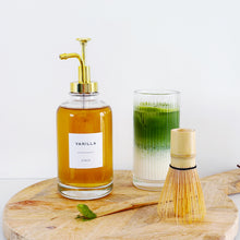 Load image into Gallery viewer, Clear Glass Syrup Bottle With Gold Pump Dispenser
