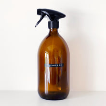 Load image into Gallery viewer, Amber Glass Or Plastic Trigger Spray Bottle With Stamped Personalised Label
