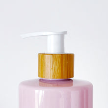 Load image into Gallery viewer, Pink Plastic Dispenser Bottle With White Personalised Label And Bamboo Pump
