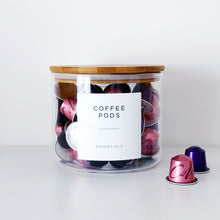 Load image into Gallery viewer, Glass Coffee Pod Storage Jar – Bamboo Airtight Lid
