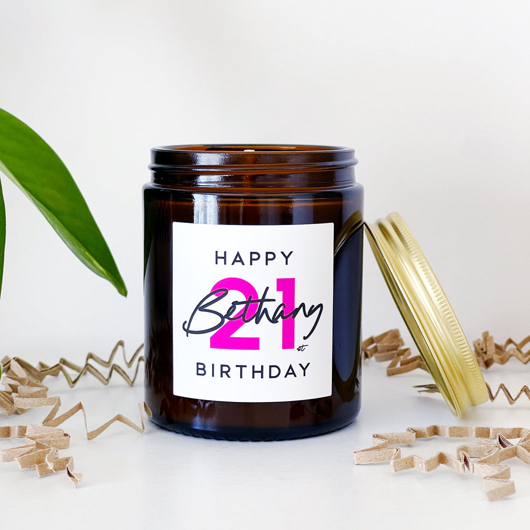 Personalised Birthday Candle Gift - Soy Wax - Choice Of Fragrance