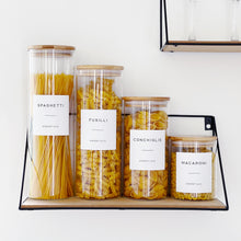 Load image into Gallery viewer, Glass Jar With White Personalised Label And Airtight Natural Bamboo Wood Lid
