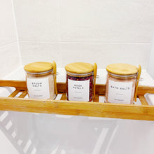 Load image into Gallery viewer, Glass Storage Jar With White Waterproof Personalised Label, Natural Bamboo Lid And Spoon

