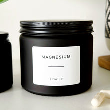Load image into Gallery viewer, Matt Black Glass Jar With Personalised Label And Gold, Silver or Black Aluminium Lid
