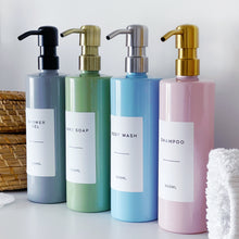 Load image into Gallery viewer, Personalised Plastic Dispenser Bottle With Waterproof Label And Metal Pump

