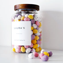 Load image into Gallery viewer, Mini Egg Storage Jar With Personalised Label - Choice Of Sizes - No Eggs Included
