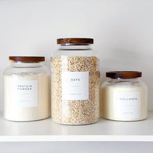 Load image into Gallery viewer, Ribbed Glass Storage Jar With Acacia Wood Lid &amp; Personalised Label
