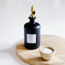 Load image into Gallery viewer, Matt Black Glass Oil / Vinegar Pourer Bottle With Personalised Label
