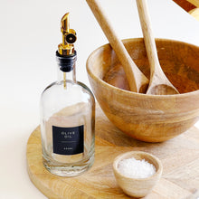 Load image into Gallery viewer, Chunky Glass Oil/Vinegar Pourer Bottle With Black Label
