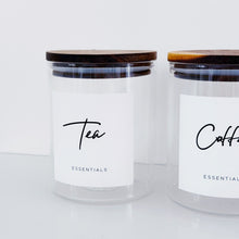 Load image into Gallery viewer, Set Of 3 Glass &amp; Acacia Jars - Tea, Coffee &amp; Sugar
