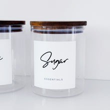 Load image into Gallery viewer, Set Of 3 Glass &amp; Acacia Jars - Tea, Coffee &amp; Sugar
