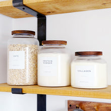 Load image into Gallery viewer, Ribbed Glass Storage Jar With Acacia Wood Lid &amp; Personalised Label
