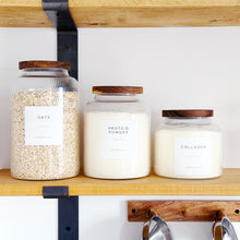 Load image into Gallery viewer, Ribbed Glass Storage Jar With Acacia Wood Lid &amp; Personalised Label
