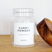 Load image into Gallery viewer, Personalised Glass Herb &amp; Spice Jars With Acacia Wood Screw Lid
