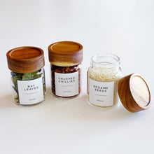 Load image into Gallery viewer, Personalised Glass Herb &amp; Spice Jars With Acacia Wood Screw Lid
