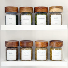 Load image into Gallery viewer, Personalised Glass Herb &amp; Spice Jars With Acacia Wood Screw Lid
