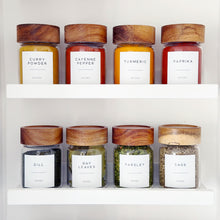 Load image into Gallery viewer, Personalised Glass Herb &amp; Spice Jars With Acacia Wood Screw Lid
