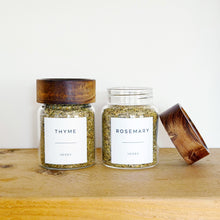 Load image into Gallery viewer, Personalised Glass Herb &amp; Spice Jars With Acacia Wood Screw Lid
