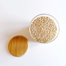 Load image into Gallery viewer, Extra Wide Glass Jar With White Personalised Label And Airtight Natural Bamboo Lid
