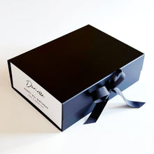 Load image into Gallery viewer, Luxury A4 Personalised Black Gift Box With Magnets &amp; Ribbon
