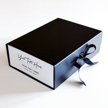 Load image into Gallery viewer, Luxury A4 Personalised Black Gift Box With Magnets &amp; Ribbon
