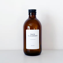 Load image into Gallery viewer, Amber Glass Or Plastic Bottle With White Label &amp; Black Metal Screw Lid
