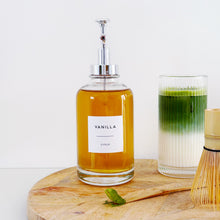 Load image into Gallery viewer, Set Of 2 Syrup Bottles &amp; Glass Jar - Choice Of Labels
