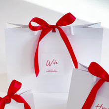 Load image into Gallery viewer, Personalised Luxury White Gift Bag &amp; Red Ribbon
