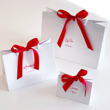 Load image into Gallery viewer, Personalised Luxury White Gift Bag &amp; Red Ribbon
