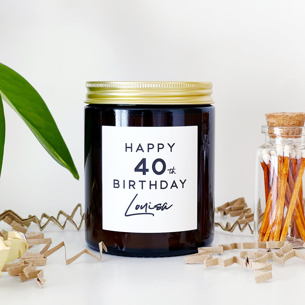 Personalised 40th Birthday Candle Gift - Soy Wax - Choice Of Fragrance
