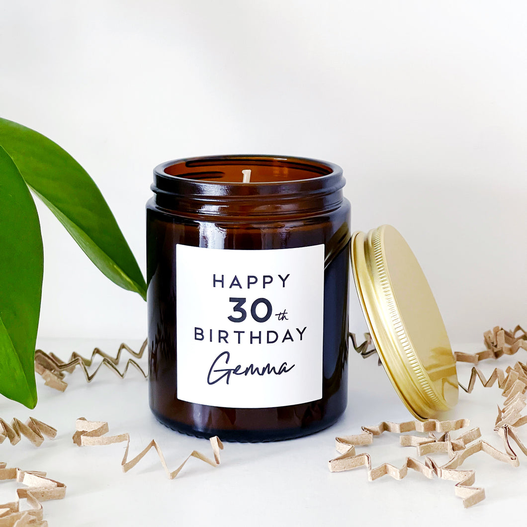 Personalised 30th Birthday Candle Gift - Soy Wax - Choice Of Fragrance