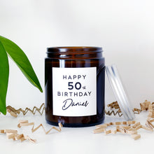 Load image into Gallery viewer, Personalised 50th Birthday Candle Gift - Soy Wax - Choice Of Fragrance
