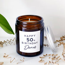 Load image into Gallery viewer, Personalised 50th Birthday Candle Gift - Soy Wax - Choice Of Fragrance
