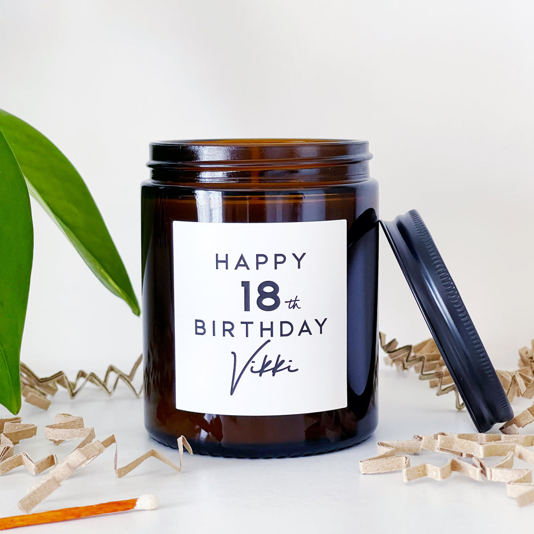 Personalised 18th Birthday Candle Gift - Soy Wax - Choice Of Fragrance