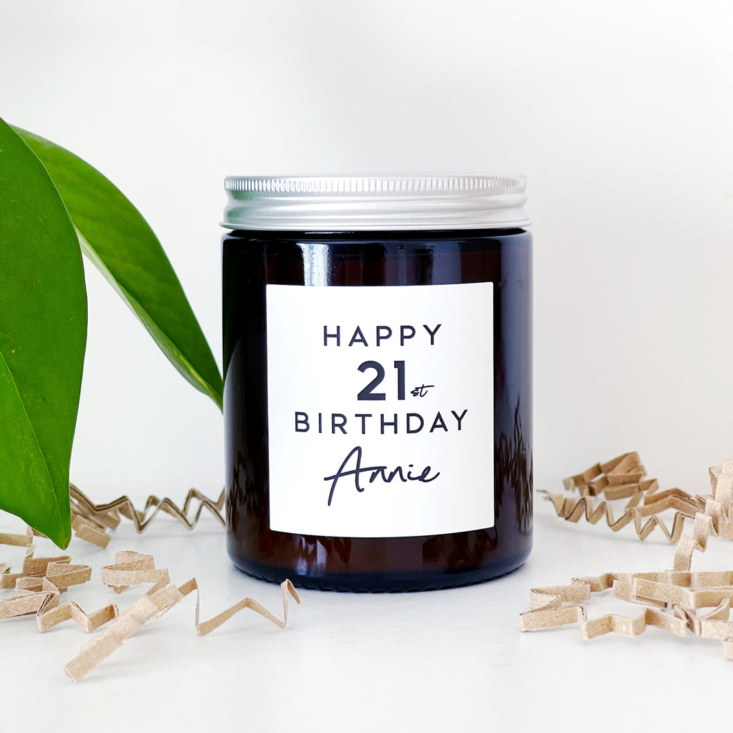 Personalised 21st Birthday Candle Gift - Soy Wax - Choice Of Fragrance