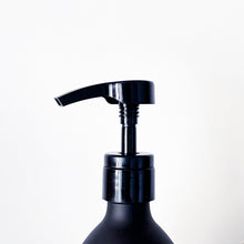 Load image into Gallery viewer, Matt Black Glass Syrup Dispenser Bottle With White Personalised Label And Plastic Pump
