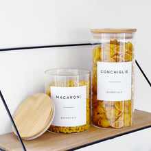 Load image into Gallery viewer, Glass Jar With White Personalised Label And Airtight Natural Bamboo Wood Lid
